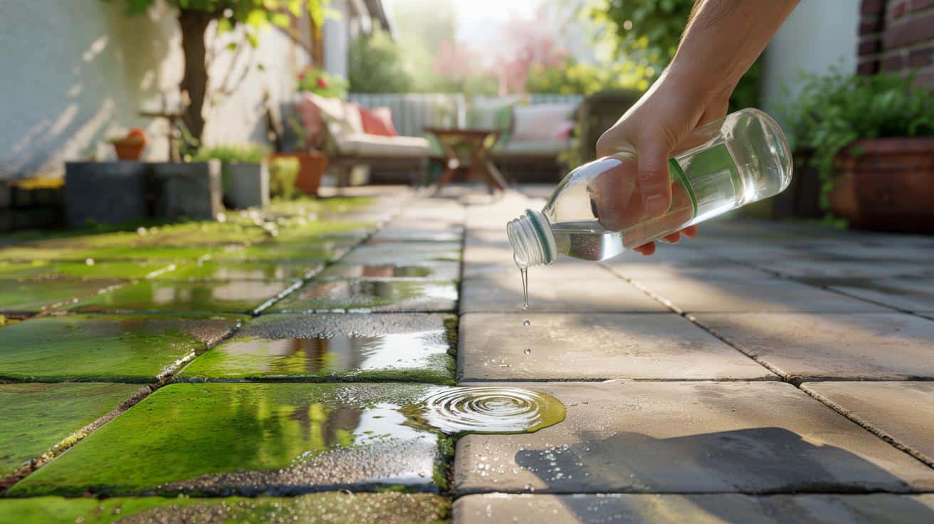 Taras zielony i śliski po zimie: ten składnik za 30 groszy usuwa mech i glony w godzinę bez szorowania