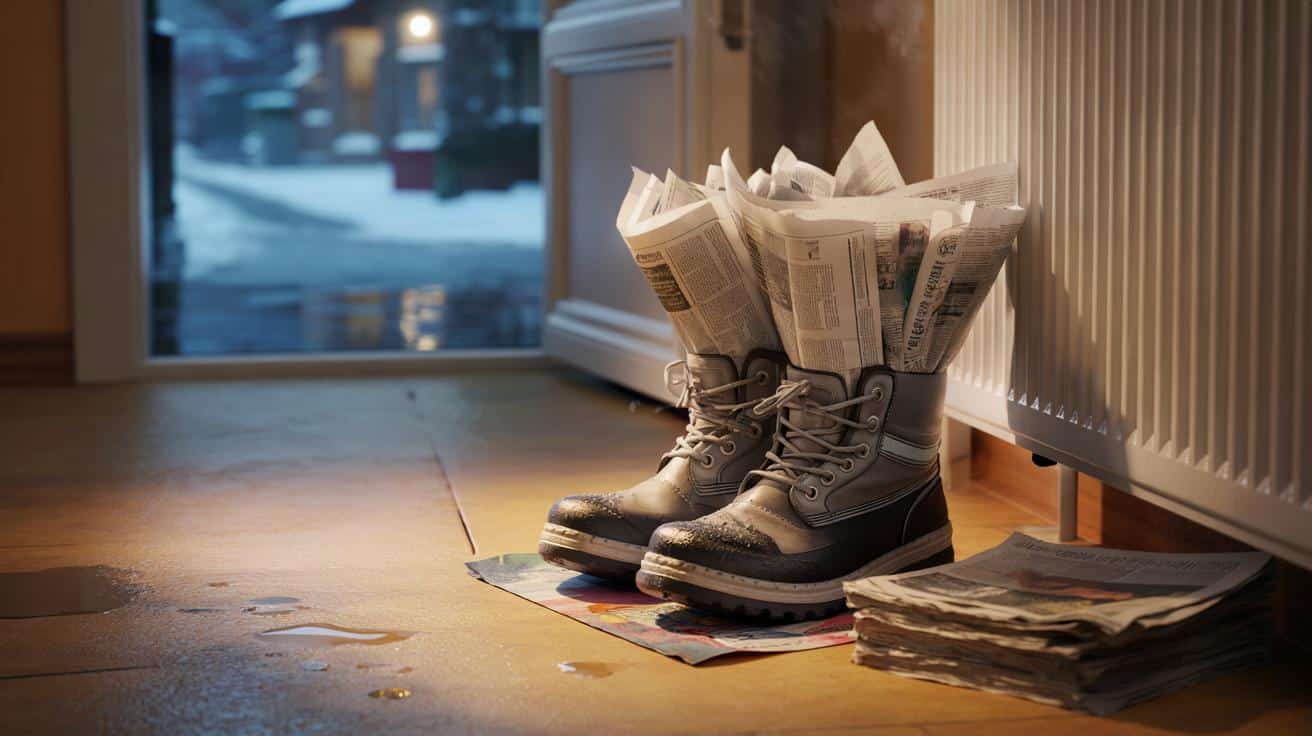 Ten trik z gazetą pomaga szybciej wysuszyć mokre buty zimą
