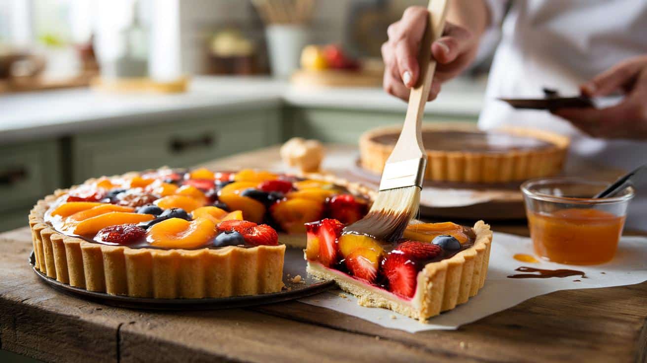Sposób na to żeby tarta z owocami nie miała mokrego spodu który stosują cukiernie i który polega na jednej warstwie nanoszonej przed owocami a nie na rodzaju ciasta ani na temperaturze pieczenia