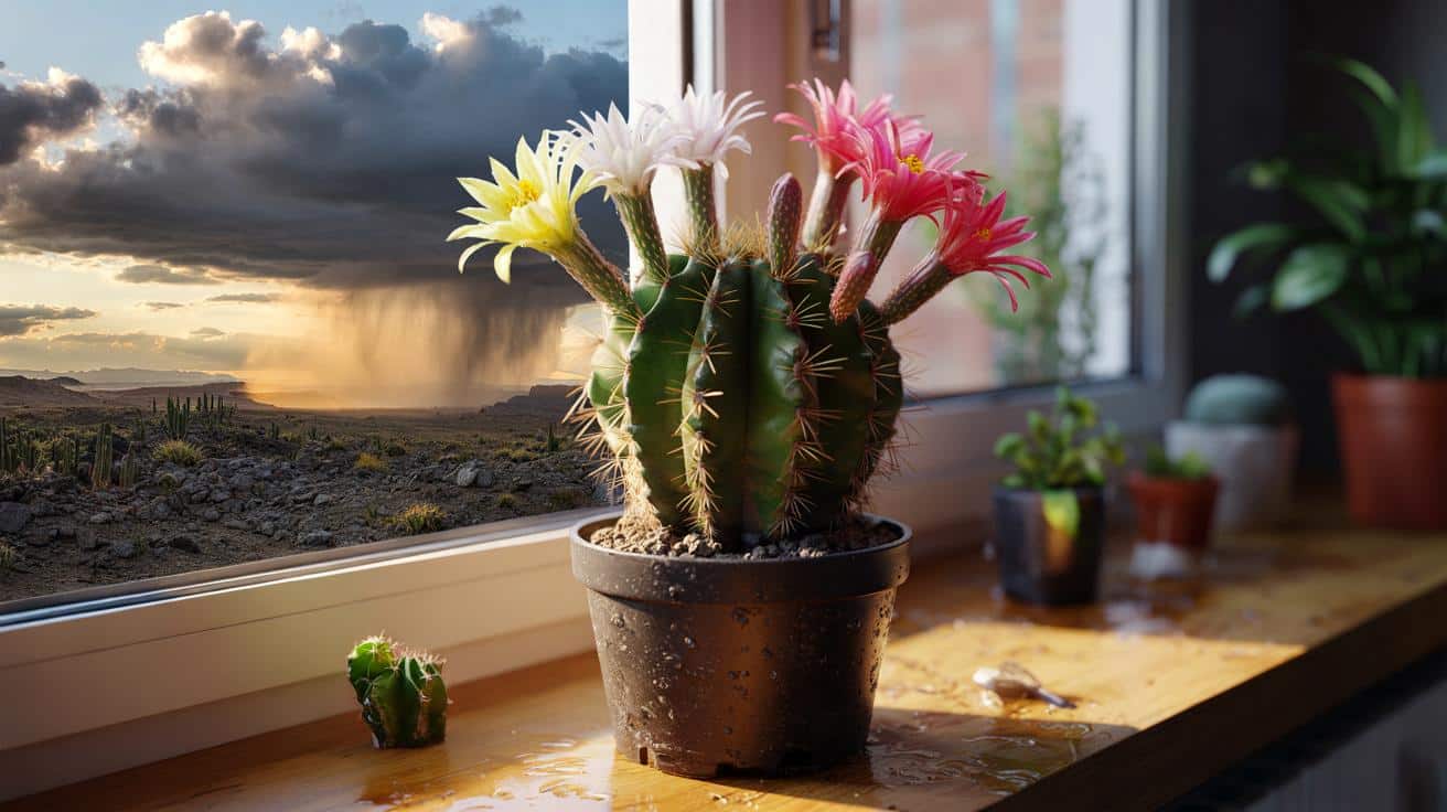 Sposób na to żeby kaktus domowy zakwitł po latach bez kwitnienia który stosują kolekcjonerzy kaktusów i który polega na symulacji jednego zjawiska atmosferycznego którego polskie mieszkania nie zapewniają