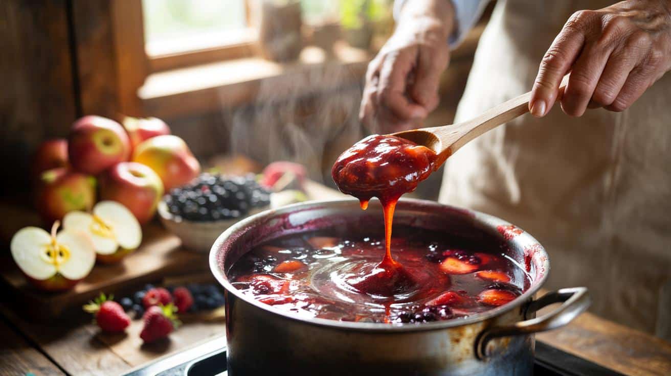 Sposób na to żeby dżem domowy bez żelatyny i bez cukru żelował idealnie który stosują przetwórnie ekologiczne i który polega na kombinacji dwóch konkretnych owoców o naturalnie wysokiej zawartości pektyn