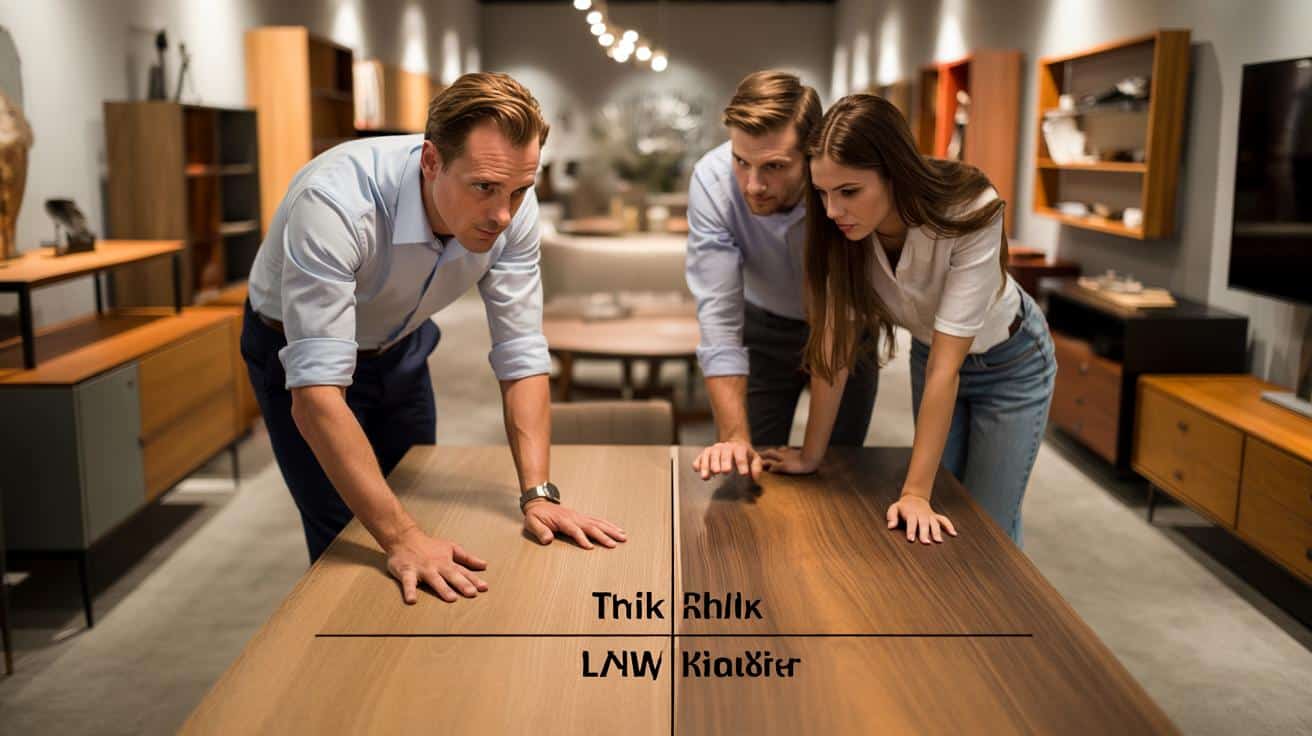 Były pracownik firmy meblowej z segmentu premium opisuje jak odróżnić meble z litego drewna od oklejanych płytą wiórową w sklepie w 60 sekund bez żadnych narzędzi i bez pytania sprzedawcy