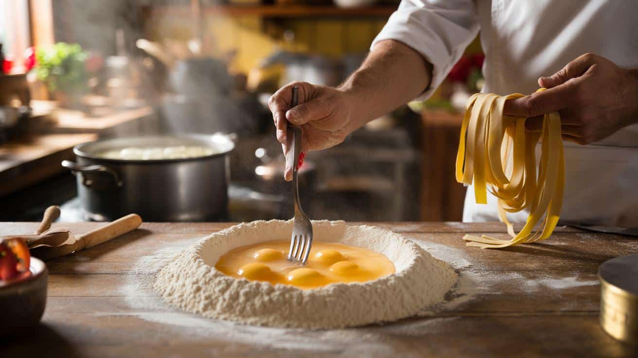 Sposób na to żeby makaron domowy był idealnie al dente za każdym razem który stosują włoscy szefowie kuchni i który polega na jednej konkretnej proporcji mąki i jajek a nie na czasie gotowania