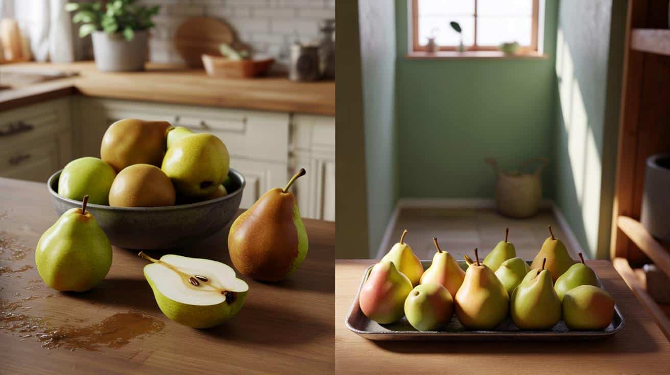 Sposób na to żeby gruszki kupione twarde dojrzewały równomiernie przez 3 dni zamiast gnić od środka który stosują handlarze na targowiskach i który polega na jednym warunku temperatury przechowywania