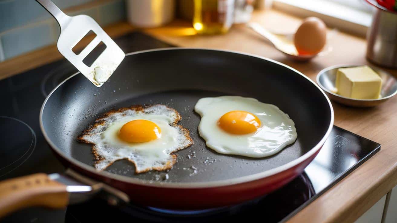 Większość ludzi robi to źle podczas smażenia jajek – dlatego przywierają do patelni