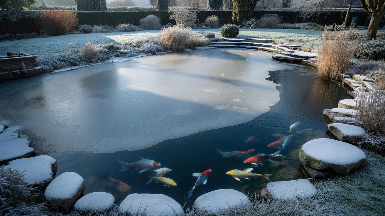 Sposób na to żeby ogrodowe jezioro czy oczko wodne nie mroziło się do dna w polskim klimacie który stosują projektanci oczek wodnych i który polega na konkretnej głębokości a nie na pompie napowietrzającej