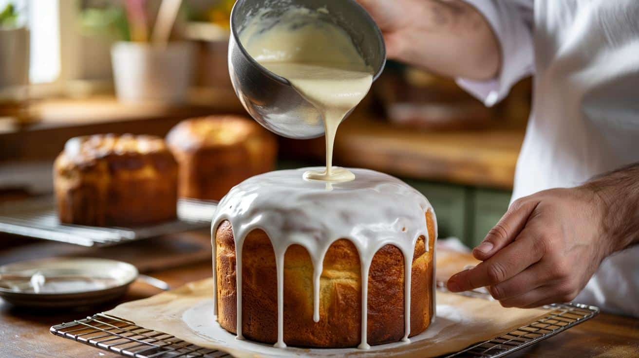 Sposób na to żeby glazura na babkach wielkanocnych była lśniąca i nie odpryskiwała który stosują cukiernie i który polega na temperaturze babki w momencie polewania a nie na konsystencji lukru