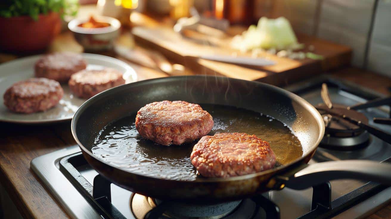 Sposób na to żeby kotlety mielone smażone na patelni były złociste a nie szare który stosują kucharze i który polega na temperaturze patelni przed włożeniem kotleta a nie na ilości tłuszczu ani rodzaju panierki