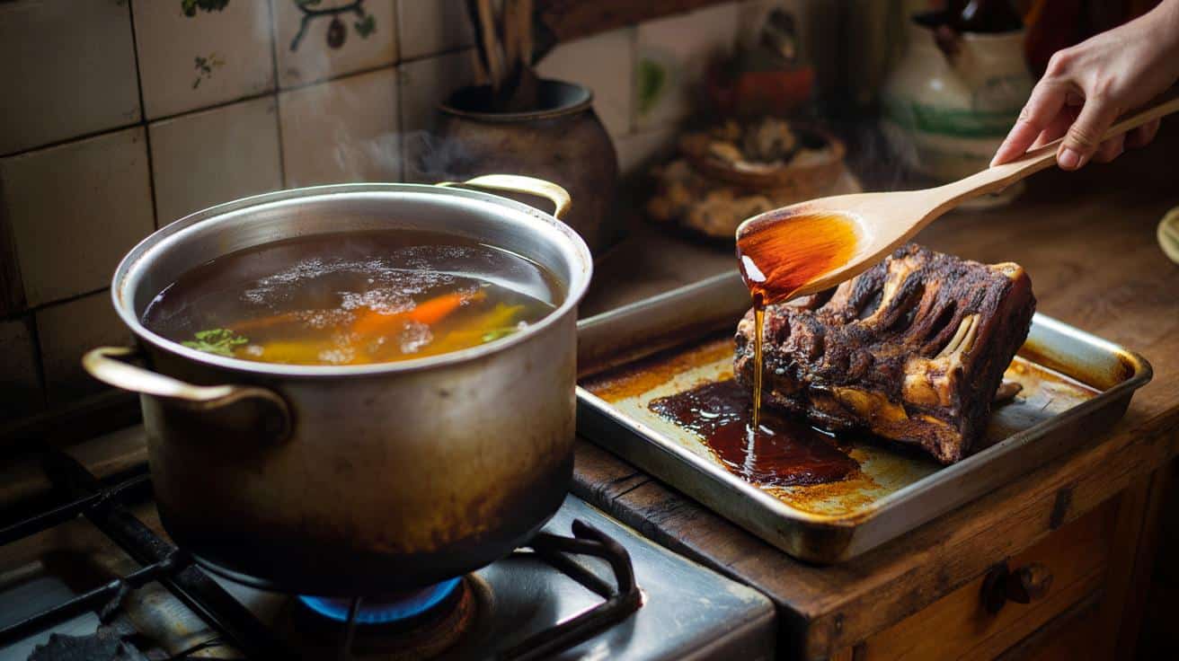 Sposób na to żeby domowy rosół wołowy miał bursztynowy kolor i głęboki smak który stosują restauracje staropolskie i który polega na przypieczeniu kości w piekarniku przez konkretny czas przed gotowaniem w garnku