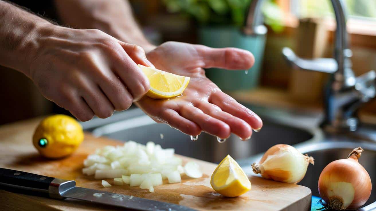 Ten prosty trik z cytryną usuwa zapach z rąk po krojeniu cebuli