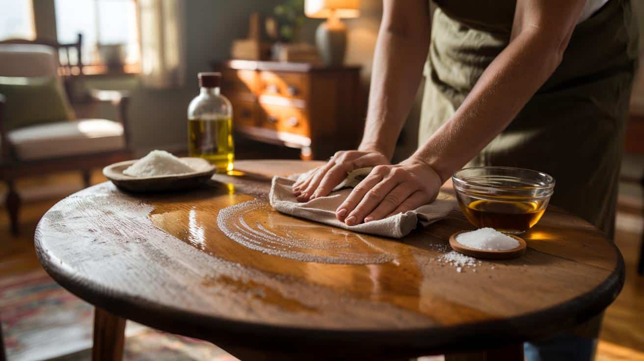 Ten trik z solą pomaga odświeżyć stare drewniane meble