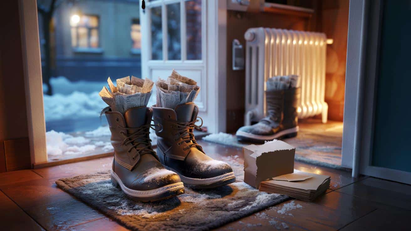 Ten trik z papierem pomaga szybciej wysuszyć mokre buty zimą