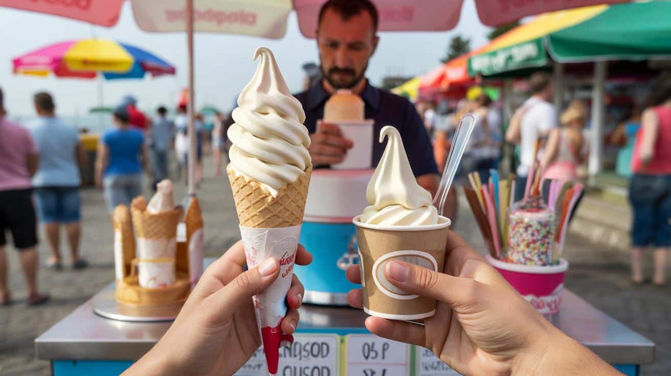 Były pracownik polskiej firmy produkującej lody wyjaśnia dlaczego lody w rożku z automatu są droższe od lodów w kubku mimo że kosztują producenta o połowę taniej i jak wyliczana jest marża przy każdej formie podania