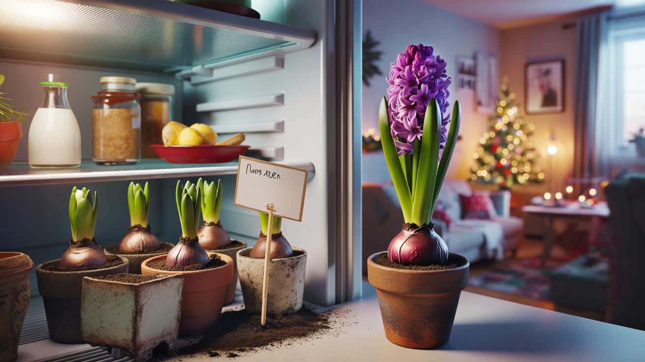 Sposób na to żeby ogrodowe hiacynty zasadzone jesienią w doniczkach kwitły na święta Bożego Narodzenia który stosują ogrodnicy i który polega na symulacji zimy w lodówce przez konkretną liczbę tygodni