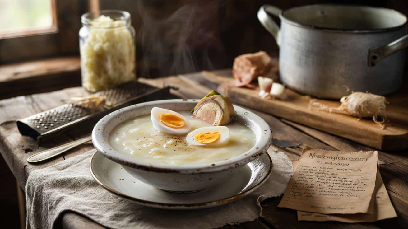 Ten przepis na polską zupę chrzanową podawanej na Wielkanoc pochodzi z jednej wioski i jest nie do znalezienia online