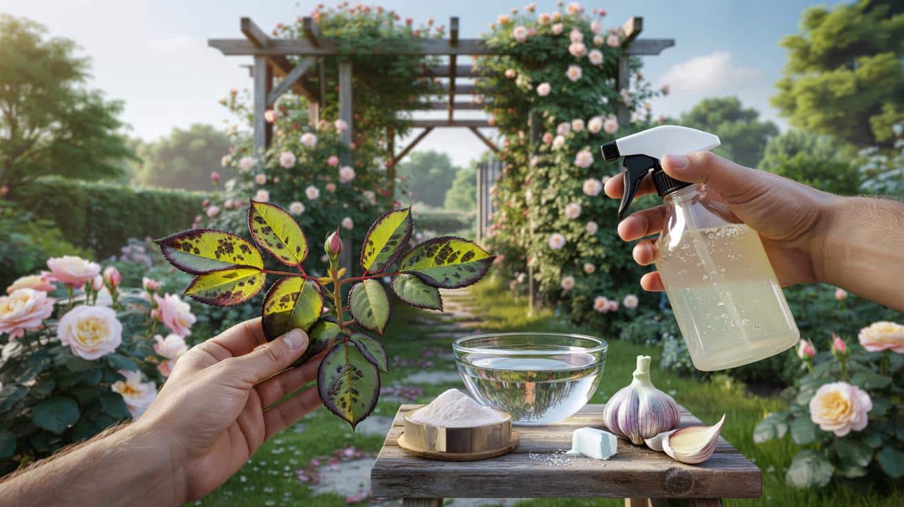 Dlaczego twoje róże pnące przy altanie mają czarne plamki na liściach i oprysk który uratuje je bez chemii syntetycznej