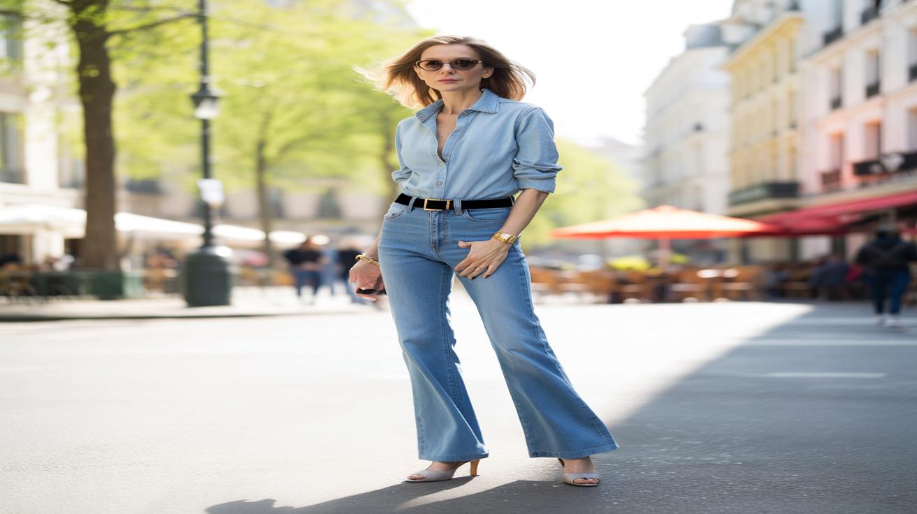 Alexandra Lamy w dżinsach jak z lat 70. – idealny fason na wiosnę