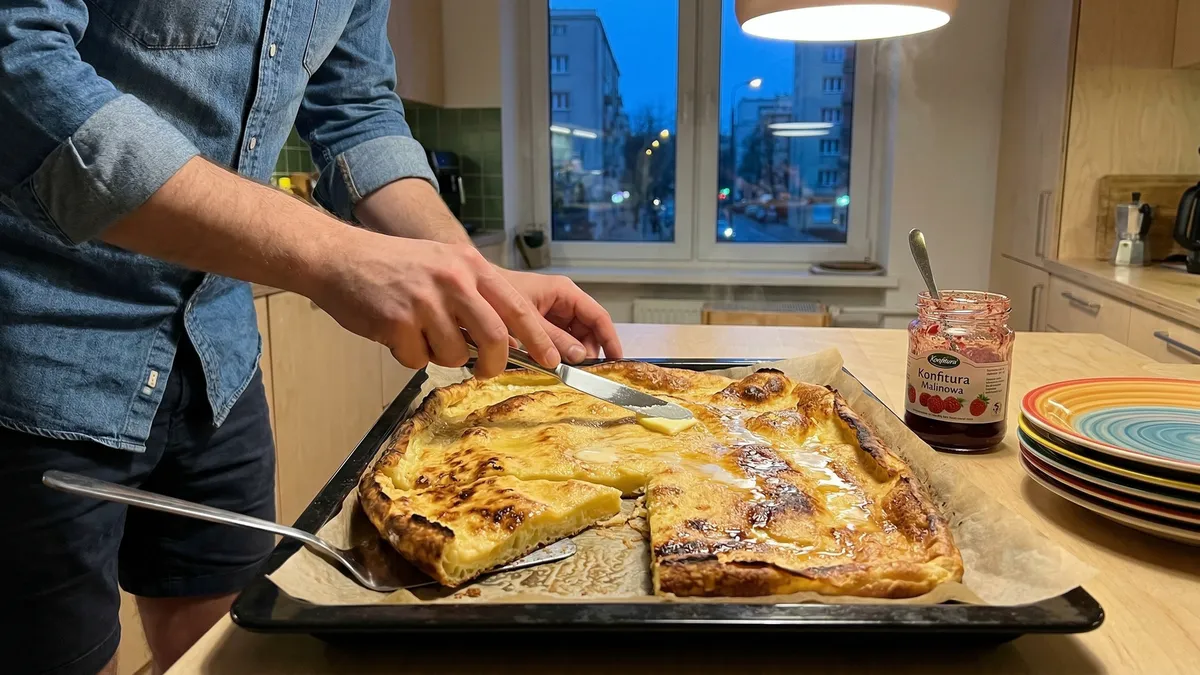 Blin z piekarnika z blachy: przepis na wielkiego naleśnika bez stania przy patelni