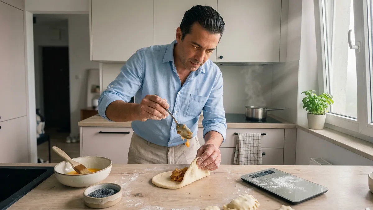 Drożdżowy placek z jabłkami: cienkie ciasto, dużo nadzienia i proste kroki