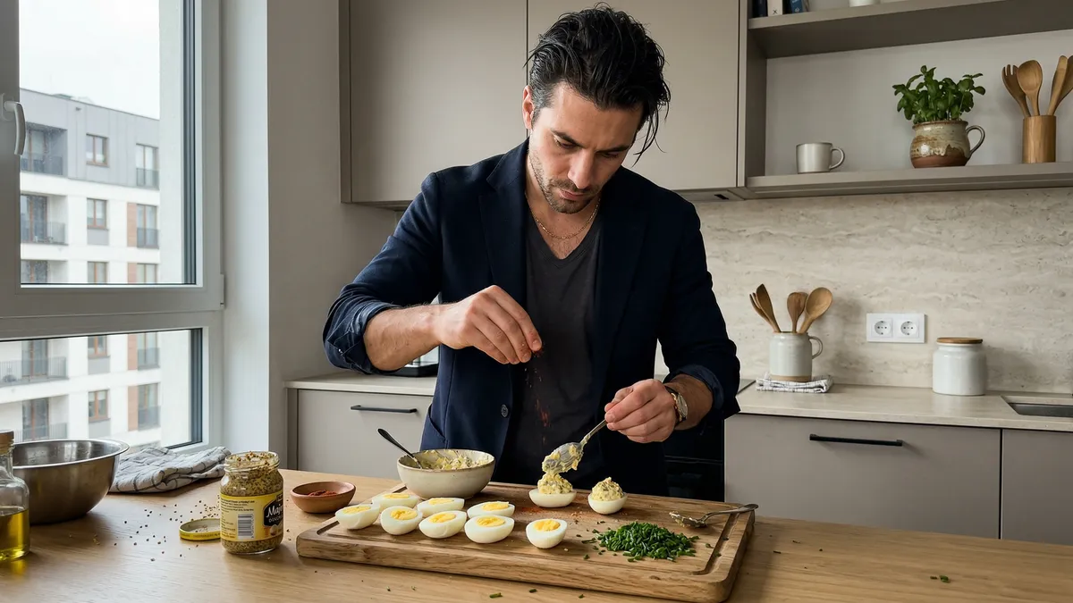 Jajka faszerowane śledziem i musztardą ziarnistą, które znikają ze stołu w kilka minut