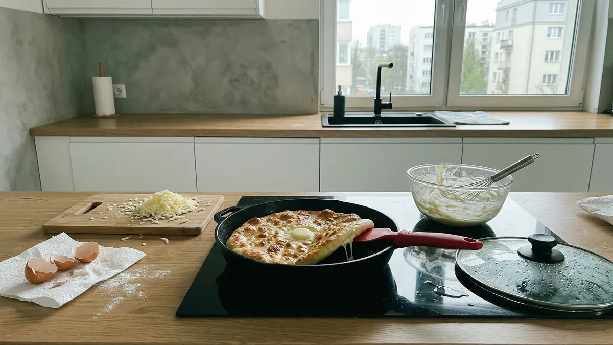 Leniwe chaczapuri na patelni – szybki serowy placek z kilku składników