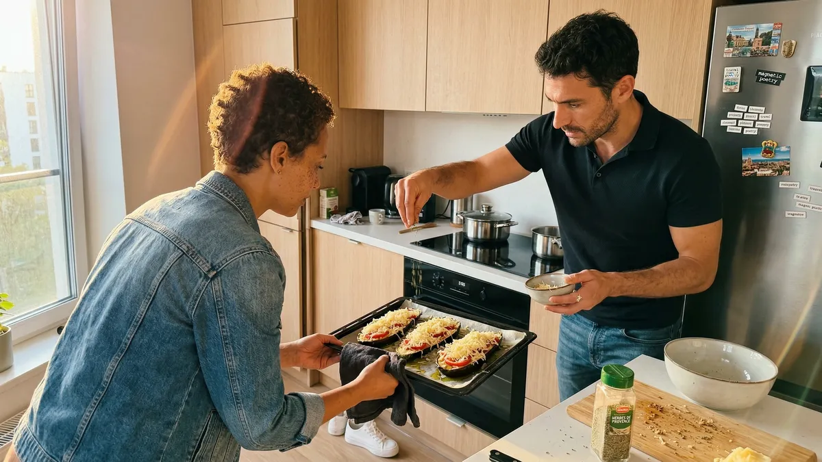 Łódeczki z bakłażana z pomidorem i serem, czyli szybka kolacja z piekarnika