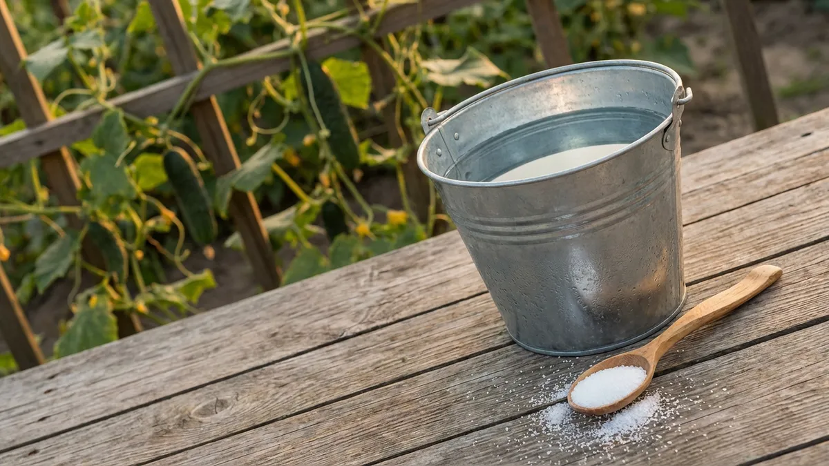 Ogórki słabną pod koniec lata? Zrób roztwór 3 łyżki na 10 litrów i podlej pod korzeń