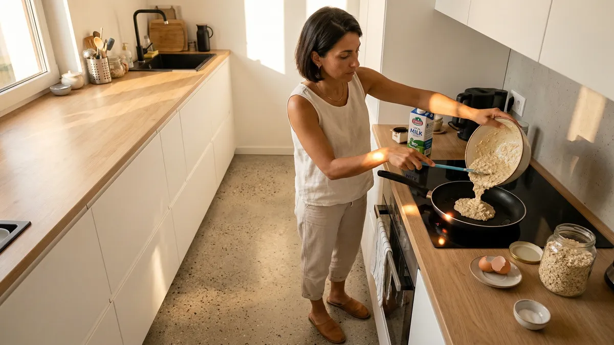 Owsiankoblin z 3 składników: szybkie śniadanie bez mąki, które nie pęka na patelni