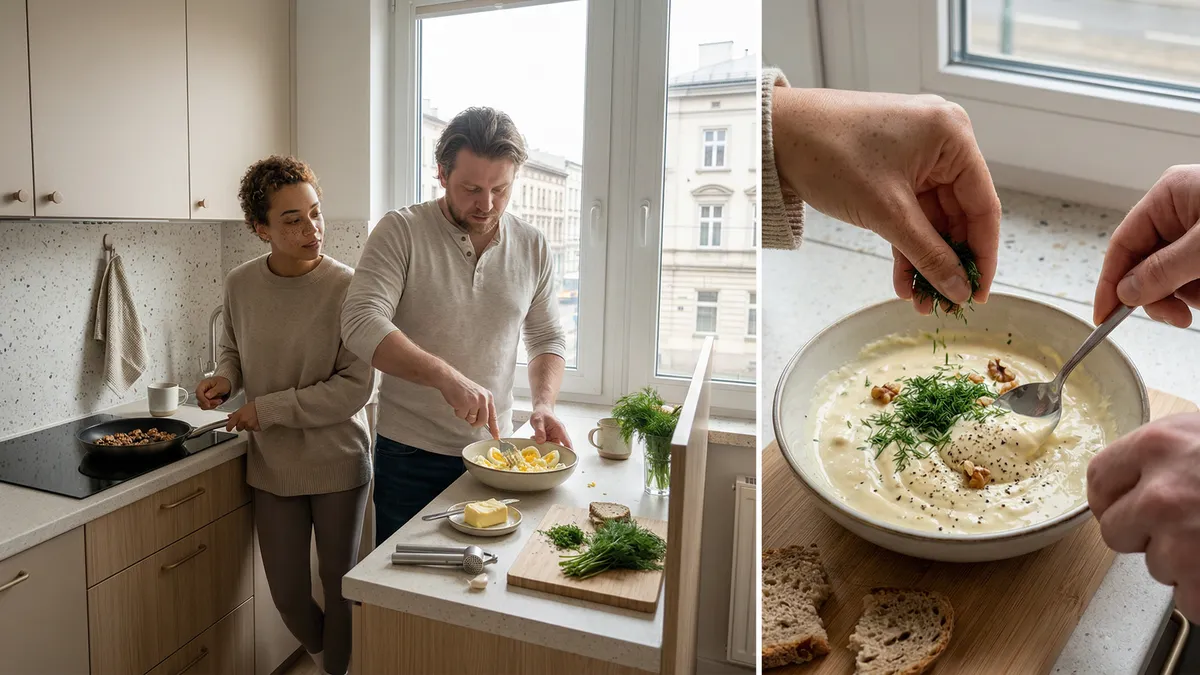 Pasta jajeczna w 10 minut: kremowy pasztet z jajek z czosnkiem i koperkiem