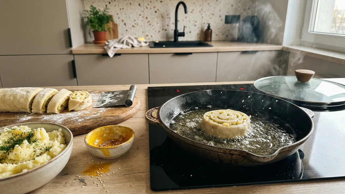 Postne pirożki z ziemniakami bez drożdży: chrupiące krążki z patelni krok po kroku
