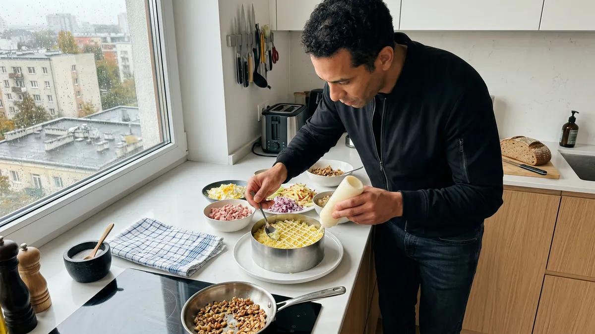 Sałatka warstwowa „Olimp” na spotkania: jak ułożyć warstwy, ile chłodzić i jak przechować