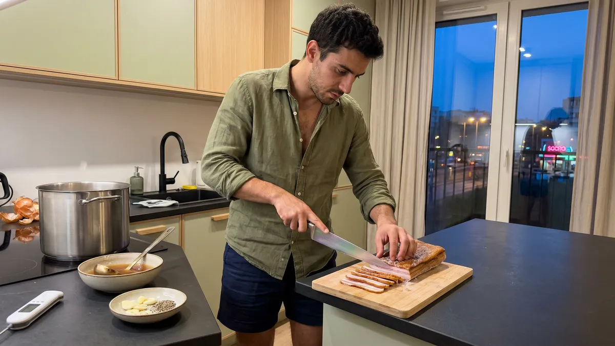 Słonina z przerostem w łupinach cebuli, czyli domowa wędlina bez wędzenia