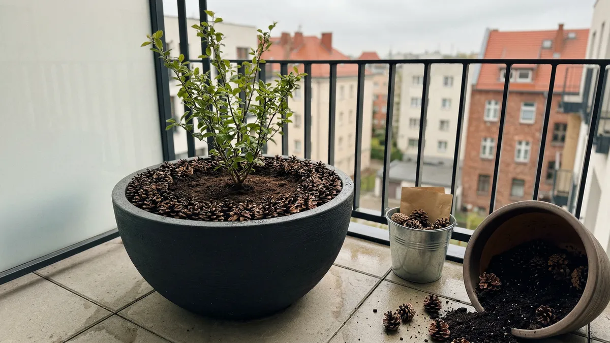 Zostawiam szyszki sosnowe w ogrodzie: prosty patent na lepszy drenaż i ściółkę, ale jest jeden warunek