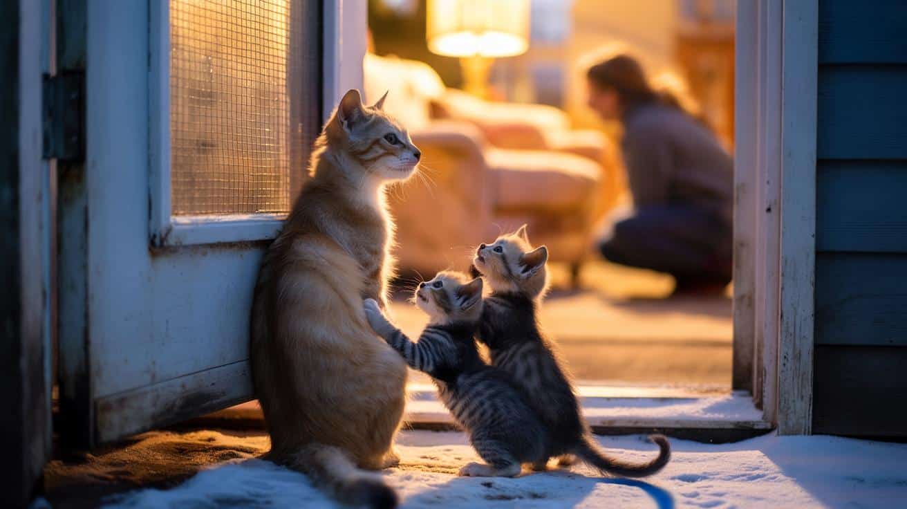 Bezdomna kocica przychodzi pod drzwi domu i odmienia los swoich maluchów