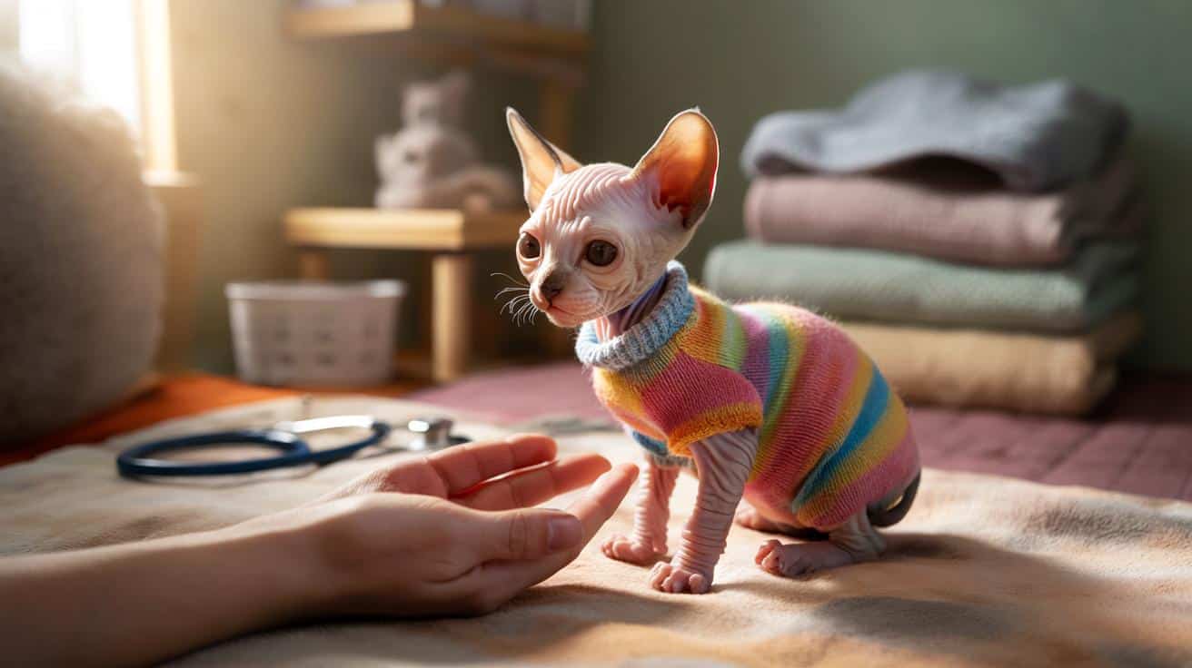 Bezfurkowy kociak ciągle marzł w schronisku. Prosty trik odmienił jego życie