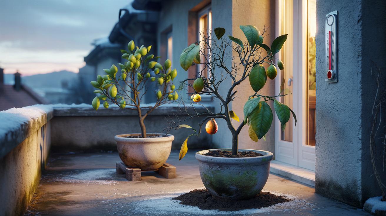 Błąd z cytryną w donicy w marcu. Jedna noc i po owocach