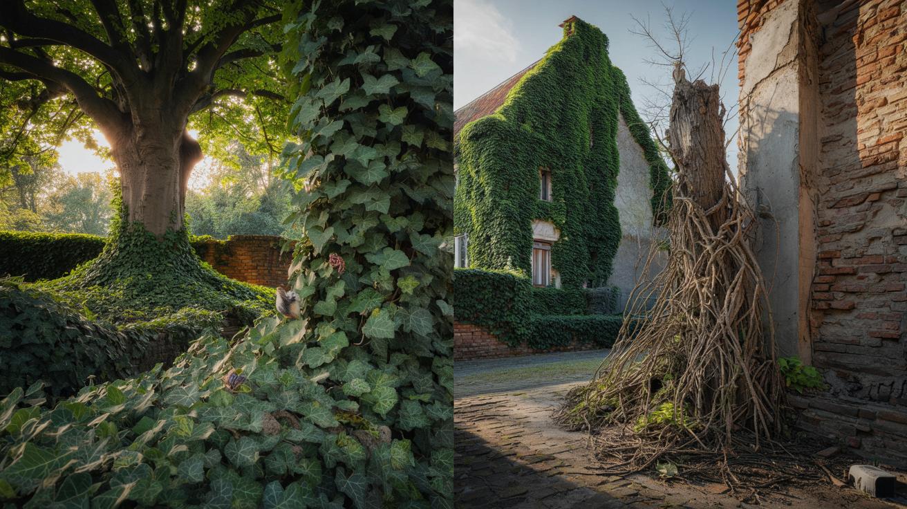 Bluszcz na drzewach i ścianach: kiedy pomaga, a kiedy szkodzi