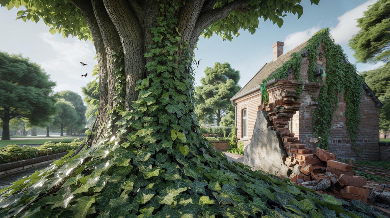 Bluszcz na drzewach i ścianach: kiedy pomaga, a kiedy naprawdę szkodzi