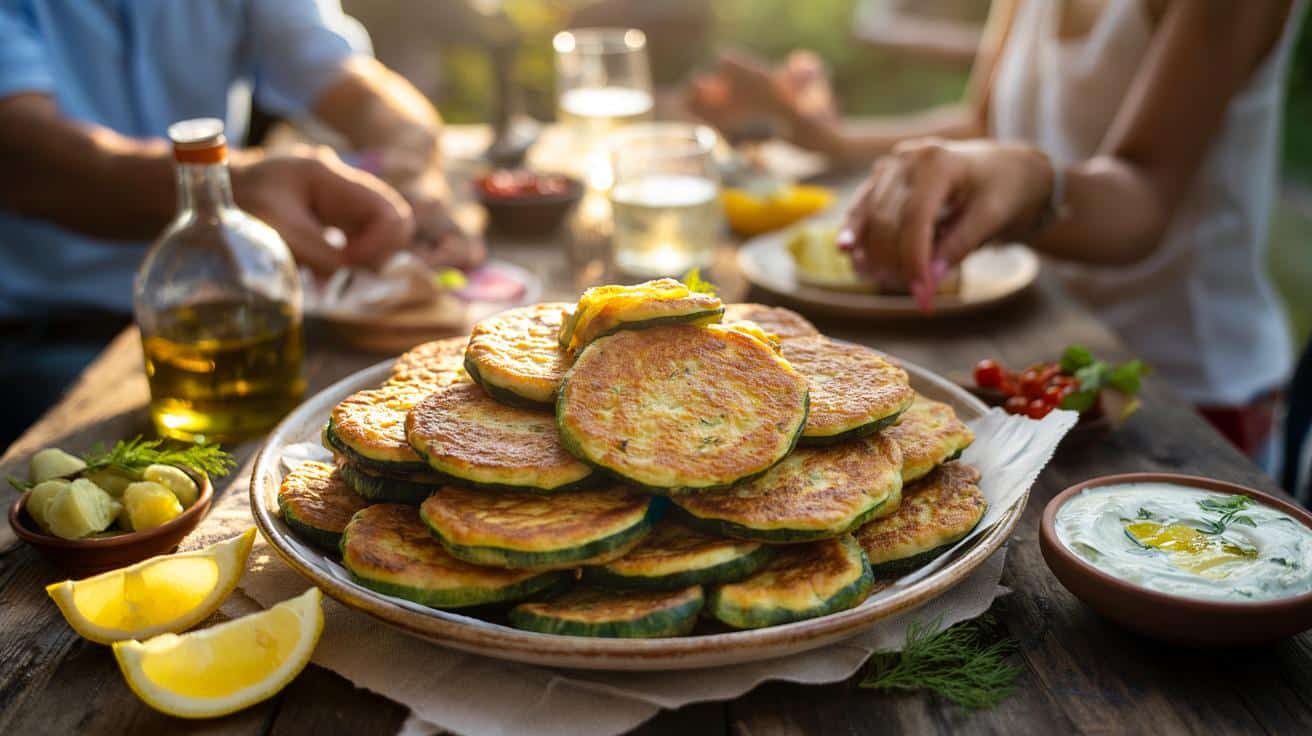 Chrupiące placki z cukinii w greckim stylu – hit każdego spotkania