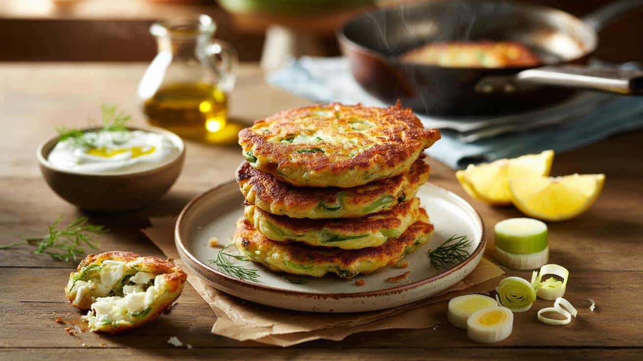 Chrupiące placuszki z pora i fety, które robi się w 20 minut