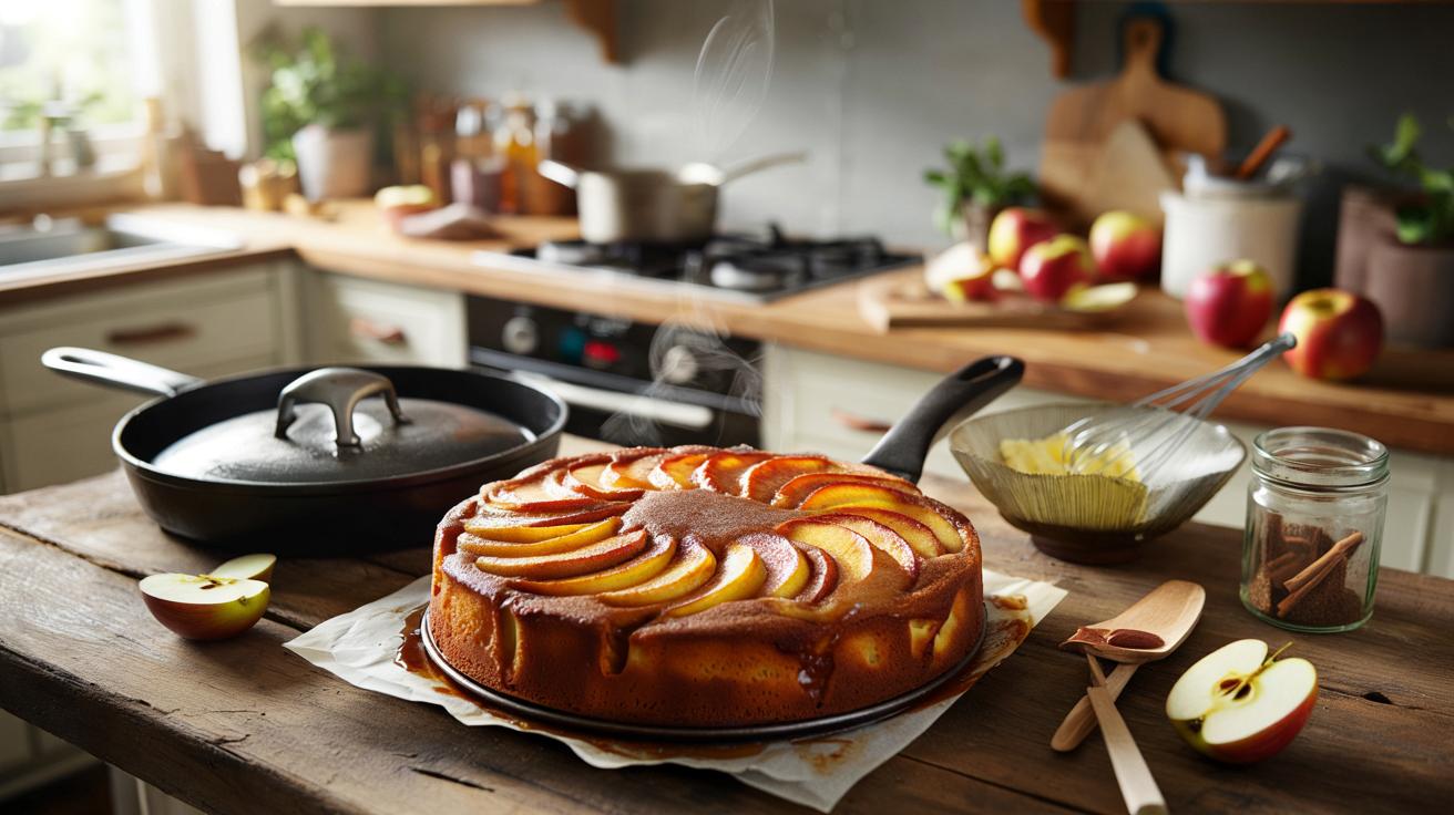 Ciasto jabłkowe z patelni: ciepły deser w 20 minut bez piekarnika