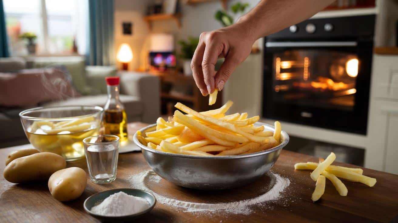 Co dodać do domowych frytek, żeby były chrupiące jak z fast foodu bez frytkownicy