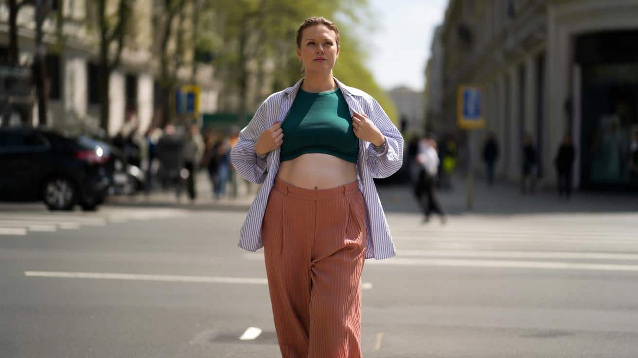 Czy można nosić crop top przy wystającym brzuchu? Stylistka wyjaśnia