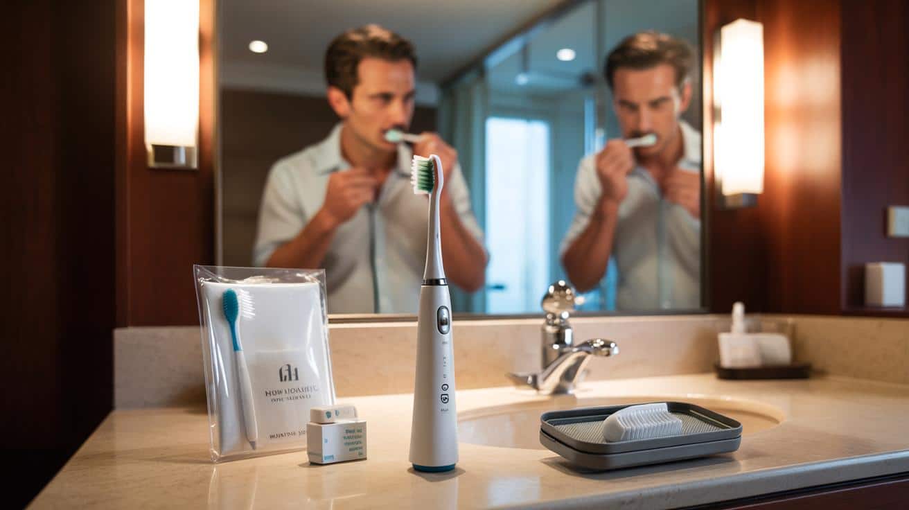 Dentysta zdradza dlaczego myje zęby szczoteczką elektryczną w łazience hotelowej a nie ręczną