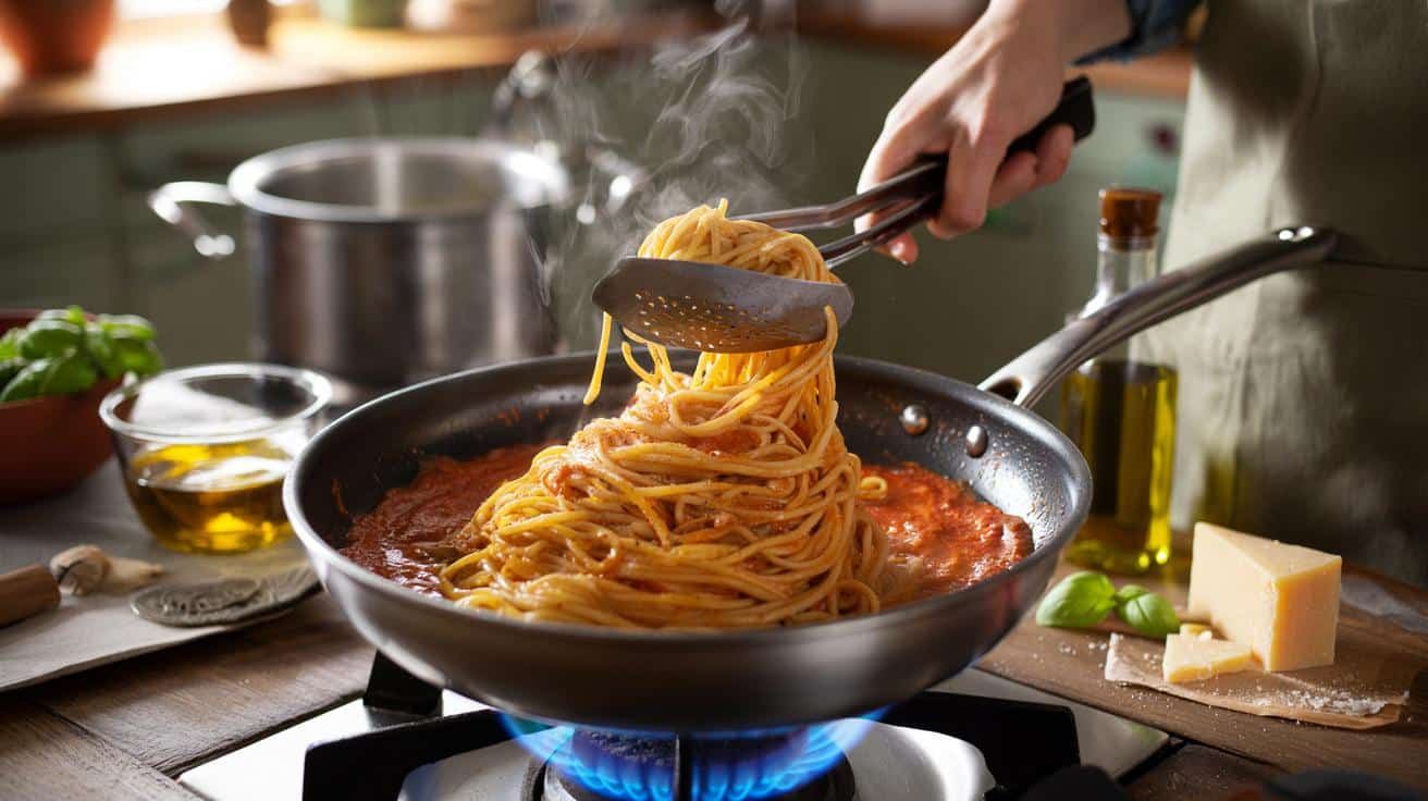 Dlaczego makaron z patelni często smakuje lepiej niż z garnka i jak odtworzyć ten efekt w domu