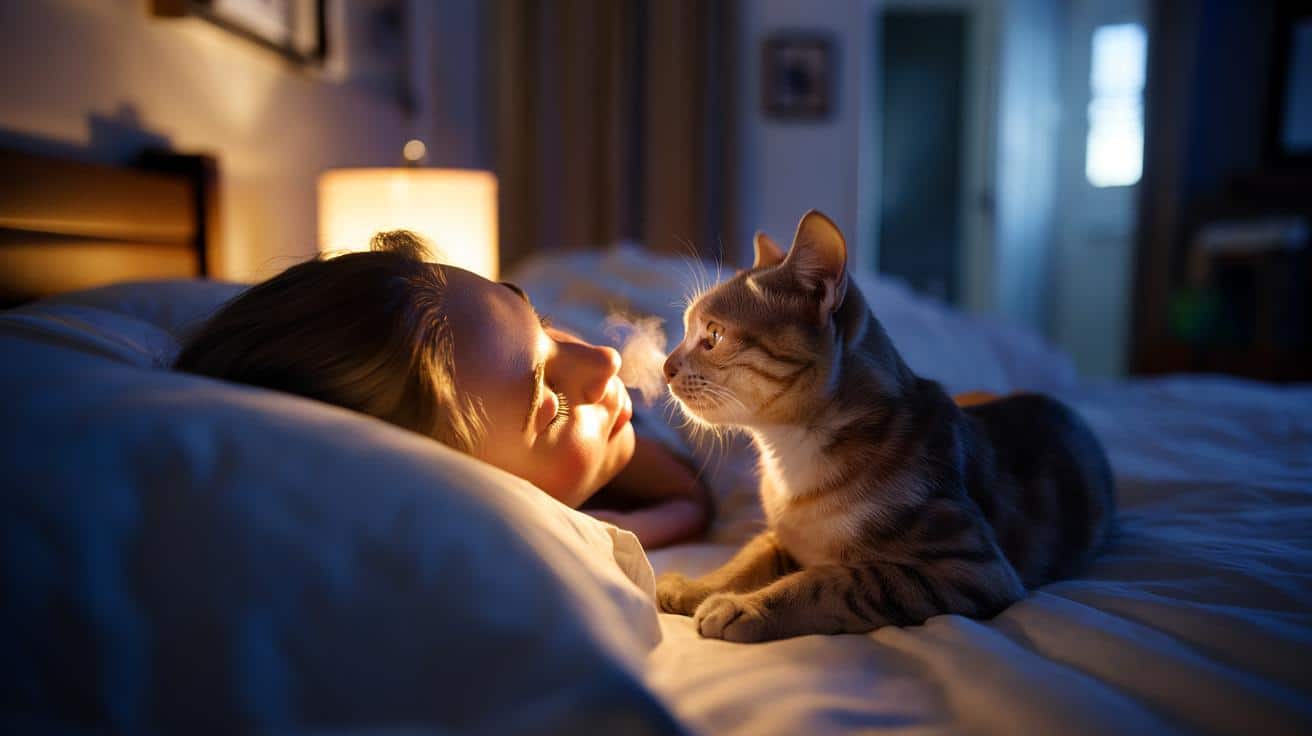 Dlaczego twój kot śpi przy twojej twarzy, a nie u stóp łóżka?