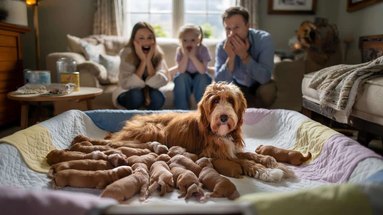 Dwulatnia suczka rodzi 17 szczeniąt w 13 godzin. Rodzina nie dowierzała