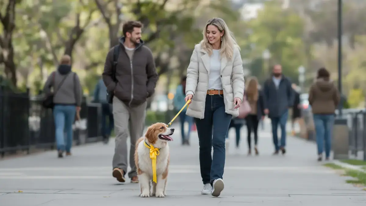 Eksperci są zgodni żółta wstążka na smyczy to nie tylko ozdoba ostrzega przed zagrożeniem dla innych zwierząt i ich bezpieczeństwa