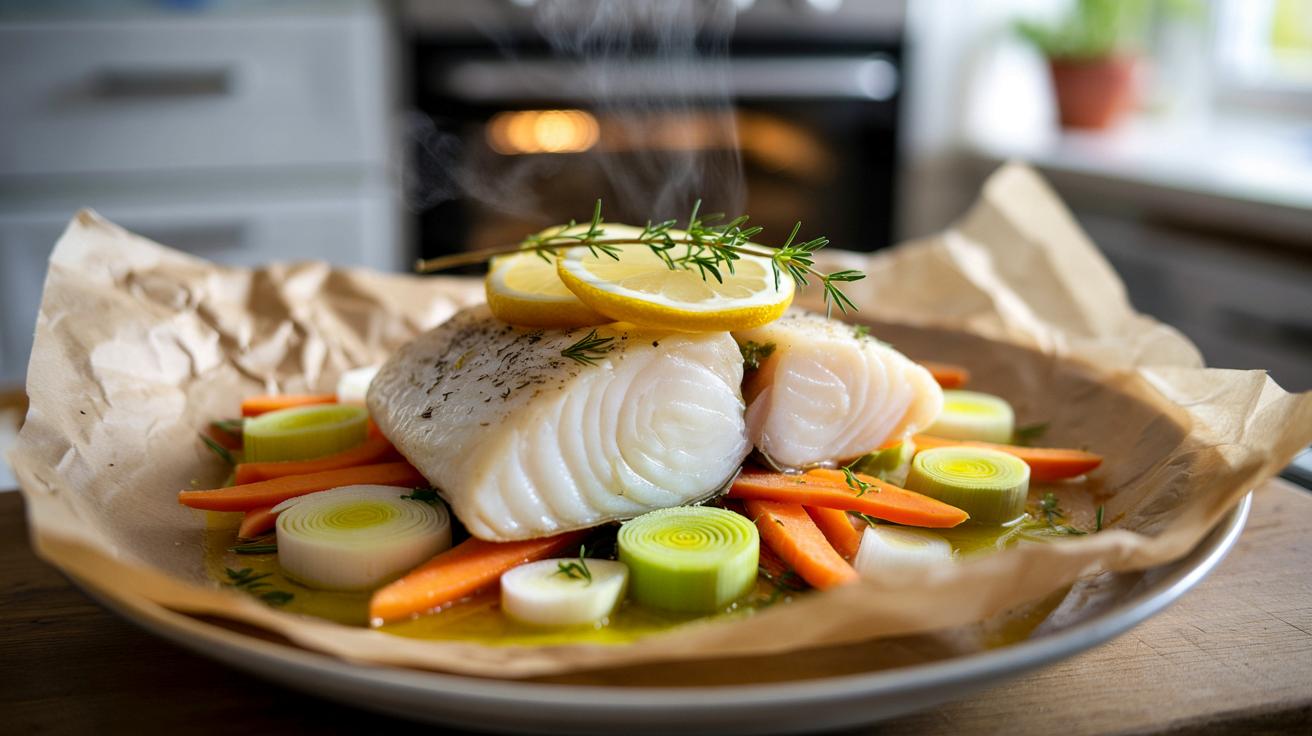 Filet z dorsza z warzywami w 12 minut: lekka kolacja z piekarnika