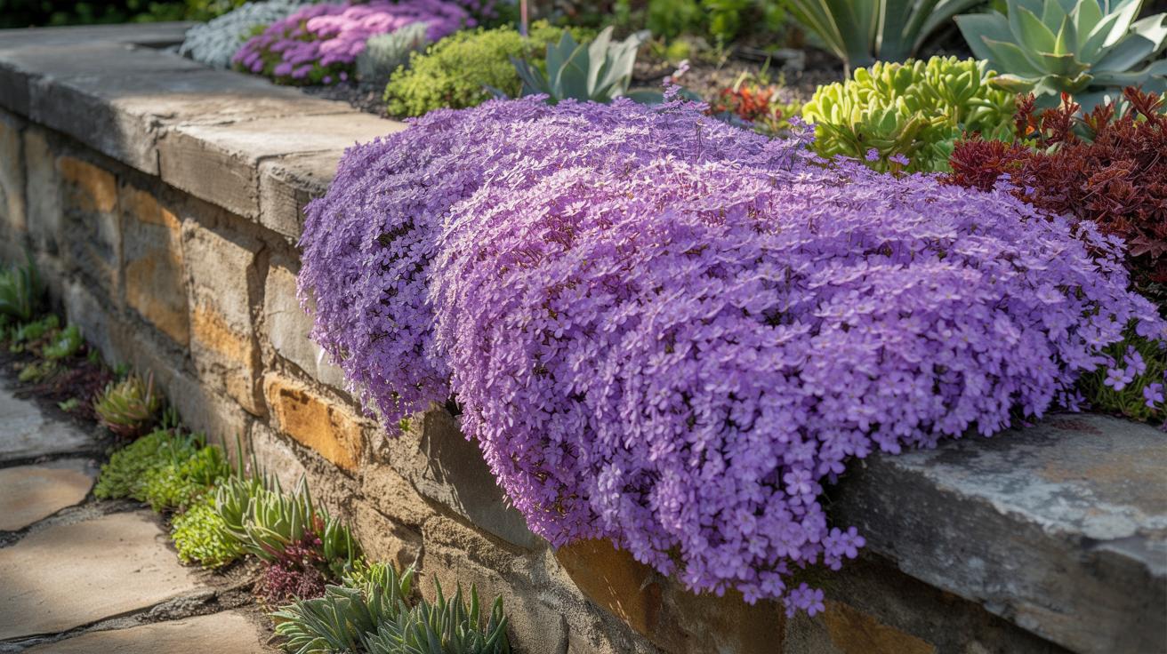 Fioletowa kaskada na murze oporowym: ta roślina robi efekt „wow” w kilka tygodni
